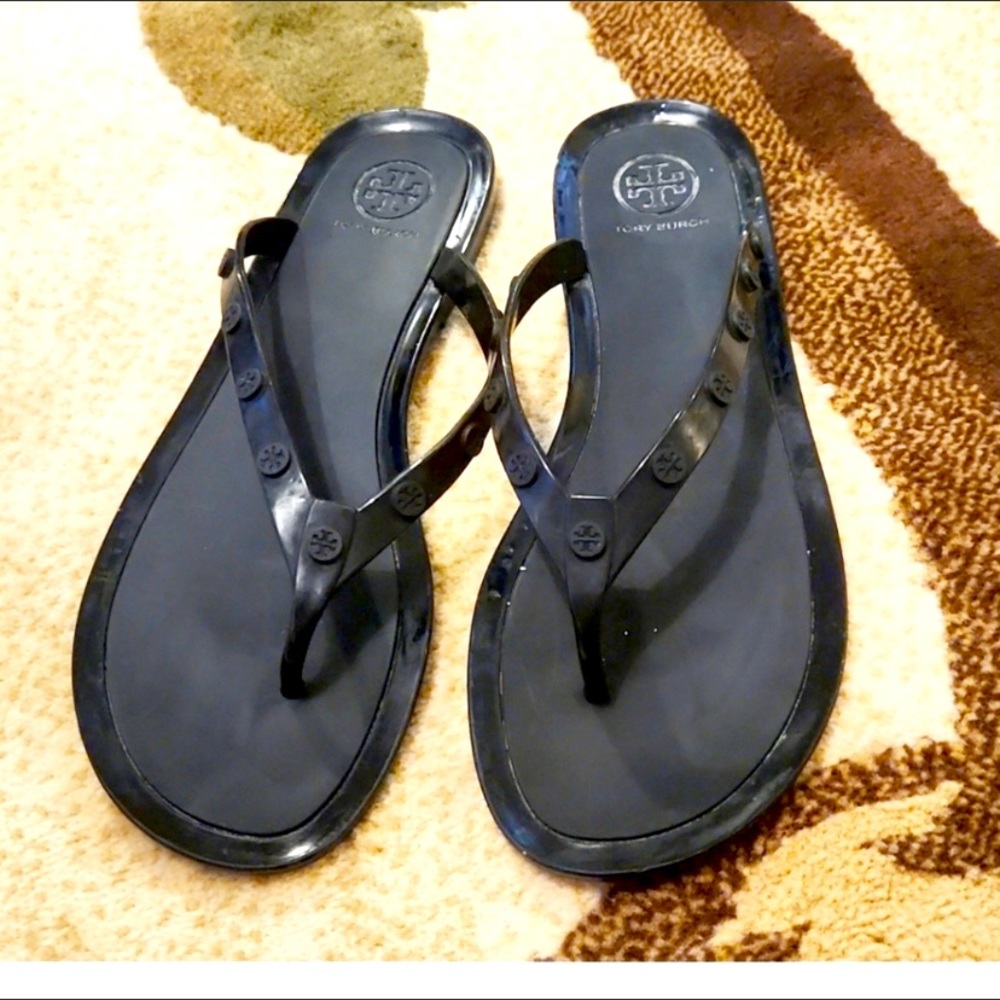 Tory Burch Black Jelly Flip Flops size 9